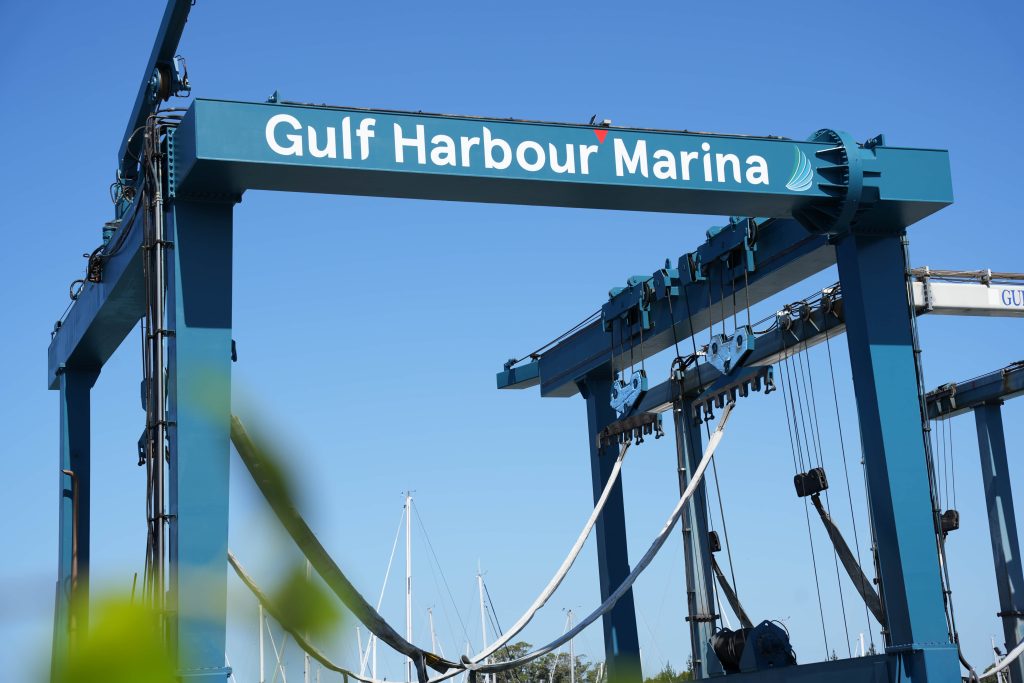 Painted Gulf Harbour Marina Travel Lift